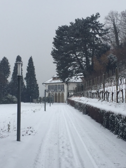 Wintry Schloss Au on the first day of spring 2018